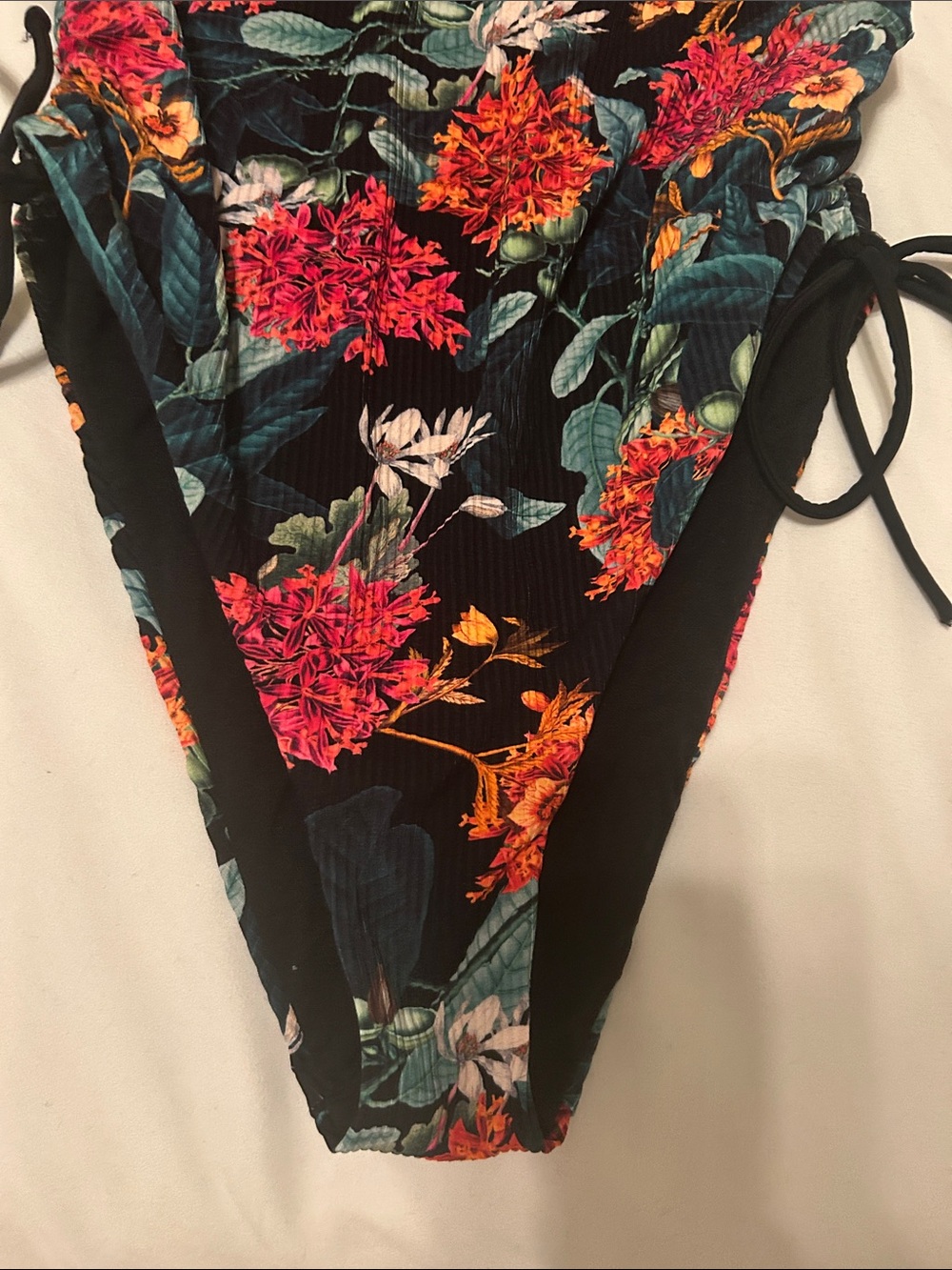 Floral One-Piece Swimsuit with Side Ties - Picture 4 of 8